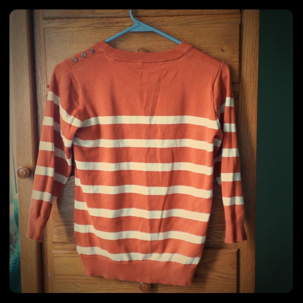 Modcloth Orange/White Striped Sweater